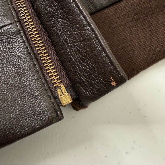 Vtg Sporty’s Pilot Shop A-2 Flight Goat Leather Military Bomber Jacket XL Long - Picture 6 of 16